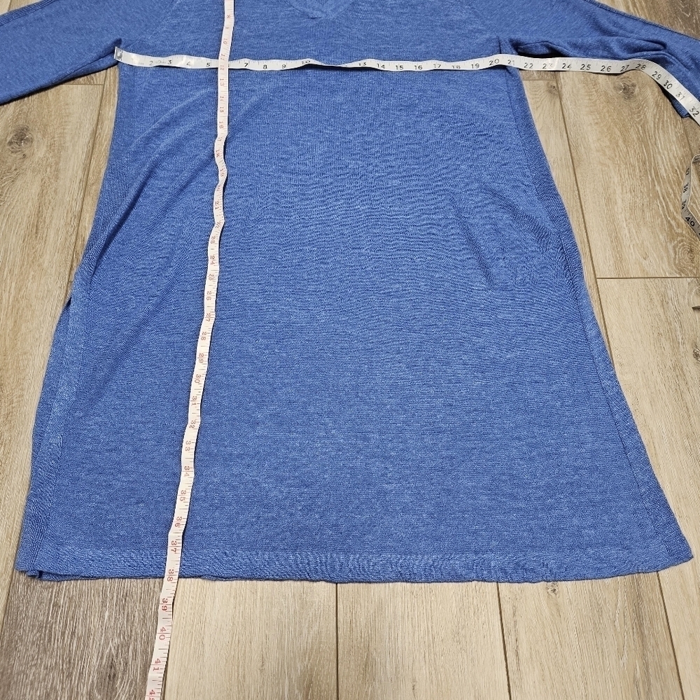 J. Jill Linen Blend Knit V Neck Long Sleeve Dress Robin Egg Blue Women's Large - Picture 4 of 10